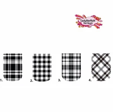Waterslide Full Nail Decals Set of 10 - Black Plaid Full Nail  - you choose