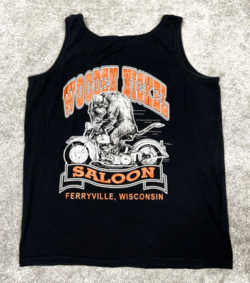 Wooden Nickle Saloon Pullover Men's Medium Sleeveless T-Shirt Tee Black