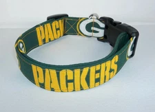 Green Bay Packers NFL Terri's Dog Collar custom made adjustable fabric 