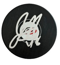 Jordan Martinook Signed Autographed Carolina Hurricanes Logo Puck