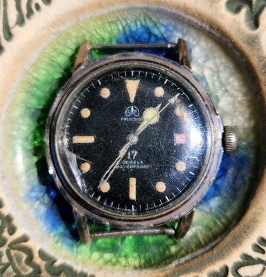 Vtg 1959 Ollech & Wajs Skin Diver Men's 37mm Watch 17J EB8021 PARTS/REPAIR!!!