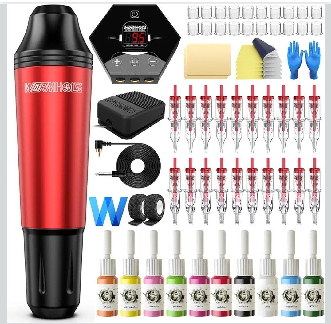 NEW Wormhole Tattoo Machine Kit TK108 & Munbyn Tattoo Stencil Printer ITP06