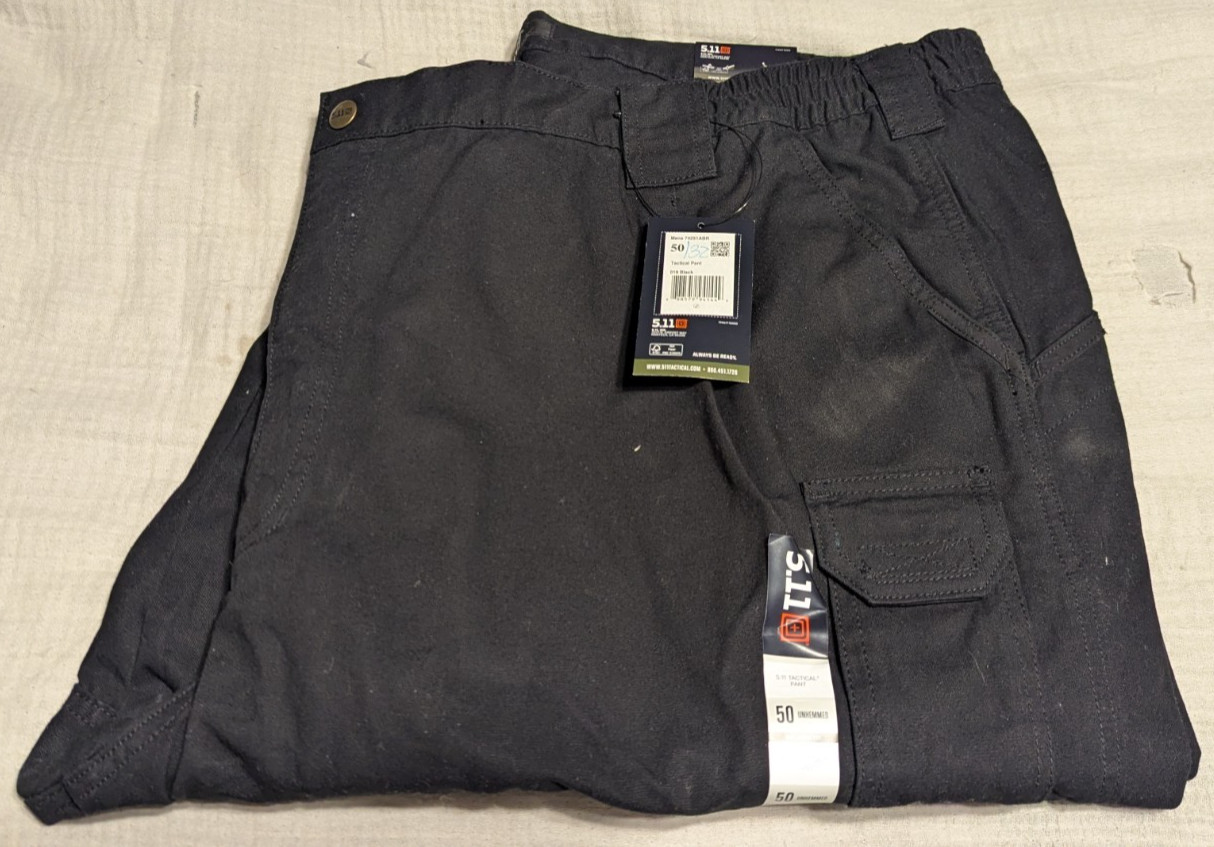5.11 Tactical Mens Black Solid Cargo Pants Size 50x32 019 Black 74251ABR