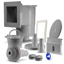 Skimmer Set inkl Einlaufd&uuml;se / Blende Grau Oberfl&auml;chenskimmer Einbau Pool Filter