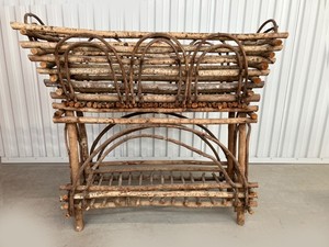 vintage rustic twig standing planter solid construction with decorative elements