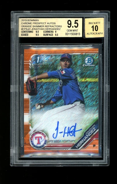 2019 Bowman Chrome Auto Jonathan Hernandez BGS 9.5 Orange Shimmer Refractor /25