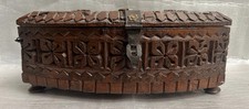 Antique Handcrafted Wooden Trinket-Jewelry Box Intricate Floral Carvings and age