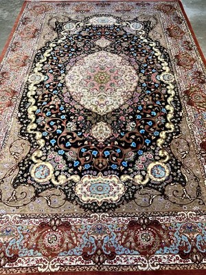 6x9 Luxurious Fine Hand-Knotted 100% Silk Signed Persiane Qume Rug Handmade