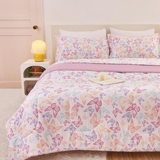 Yibeizi Butterfly Kids Comforter Set for Girls Twin Twin/Twin XL,
