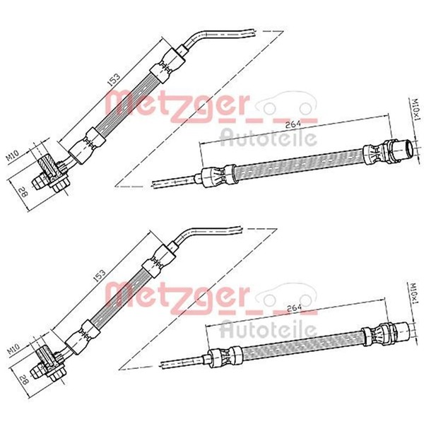 2X Metzger BremsschlÄUche Hinten Links Rechts Passend FÜR BMW X5 Links+Rechts-image