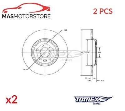 BREMSSCHEIBEN SATZ PAAR HINTEN TOMEX BRAKES TX 73-08 2PCS P NEU OE QUALITÄT