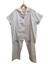 Vintage 1960s Carole Pajama Set Purple Stripe Button Lightweight Made in USA 1X