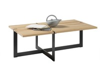 Couchtisch Tiago Eiche Schwarz Eiche Massiv Metall 110X40X60 Cm Wohnzimmertisch