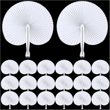 Folding Handheld Fans, 20Pcs White Paper Fans Bulk, Round Shaped Hand Held Fan w