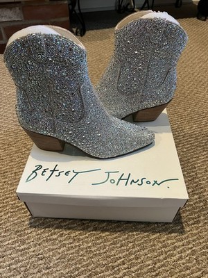 BETSEY JOHNSON SB-DIVA Boots Rhinestone Size 9.5W New In Box Stunning Statement!