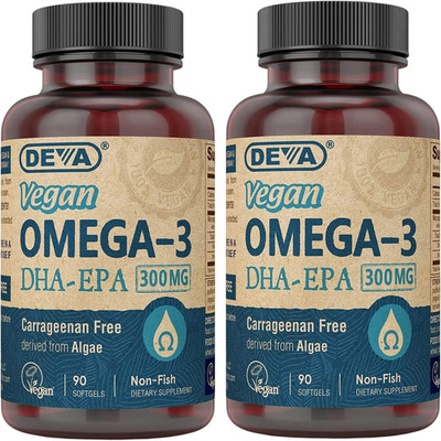 Deva Vegan Omega-3 Dha-Epa 300Mg 2-Pack No Carrageenan Non-Fish Oil Derived