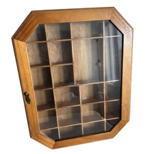 Vintage Curio Cabinet Wooden wood retro minimal octagon whimsical cottagecore