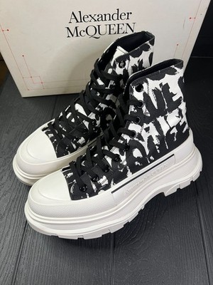 Size 8M US (41) - Alexander McQueen Tread Slick Boot White/Black Graffiti