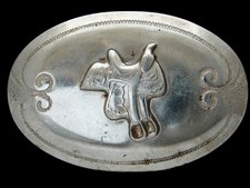 PJ09166 VINTAGE 1970s  HORSE SADDLE  WESTERN  COWBOY DESIGN BELT BUCKLE