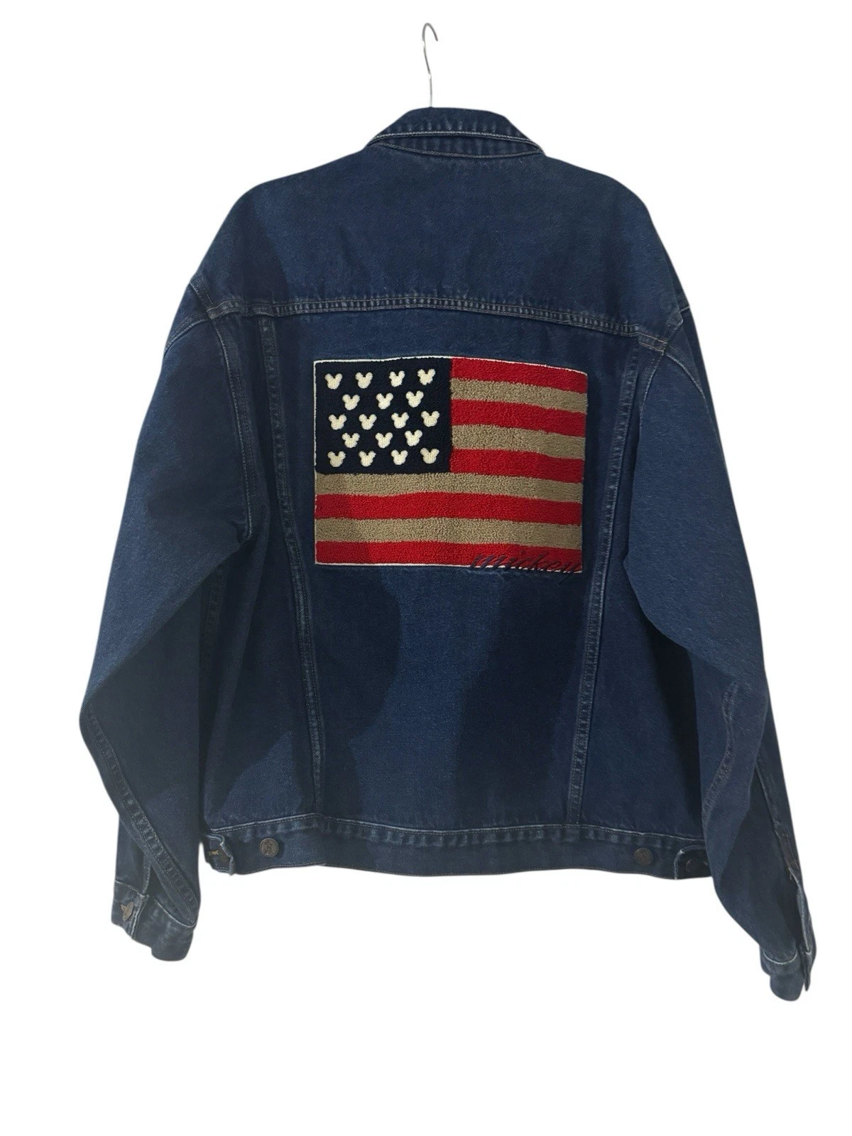 Vintage Mickey Inc Denim Jacket Stars Stripes & Ears USA Flag Patch – Size Large
