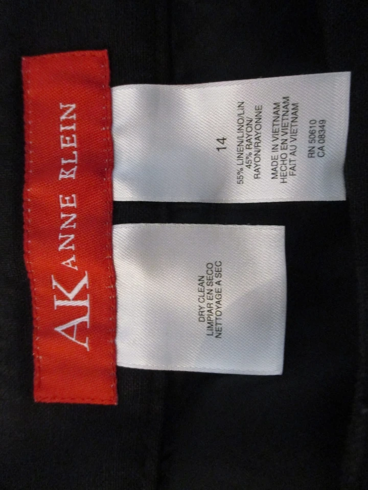Pantalones de vestir Anne Klein mezcla de lino para mujer talla 14 negros bolsillos pierna cónica Foto 3 de 4