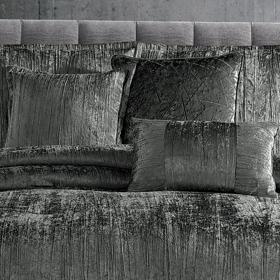 Turin Plush Comforter Set, King, Charcoal, 7-Piece Set - Image 2 of 4