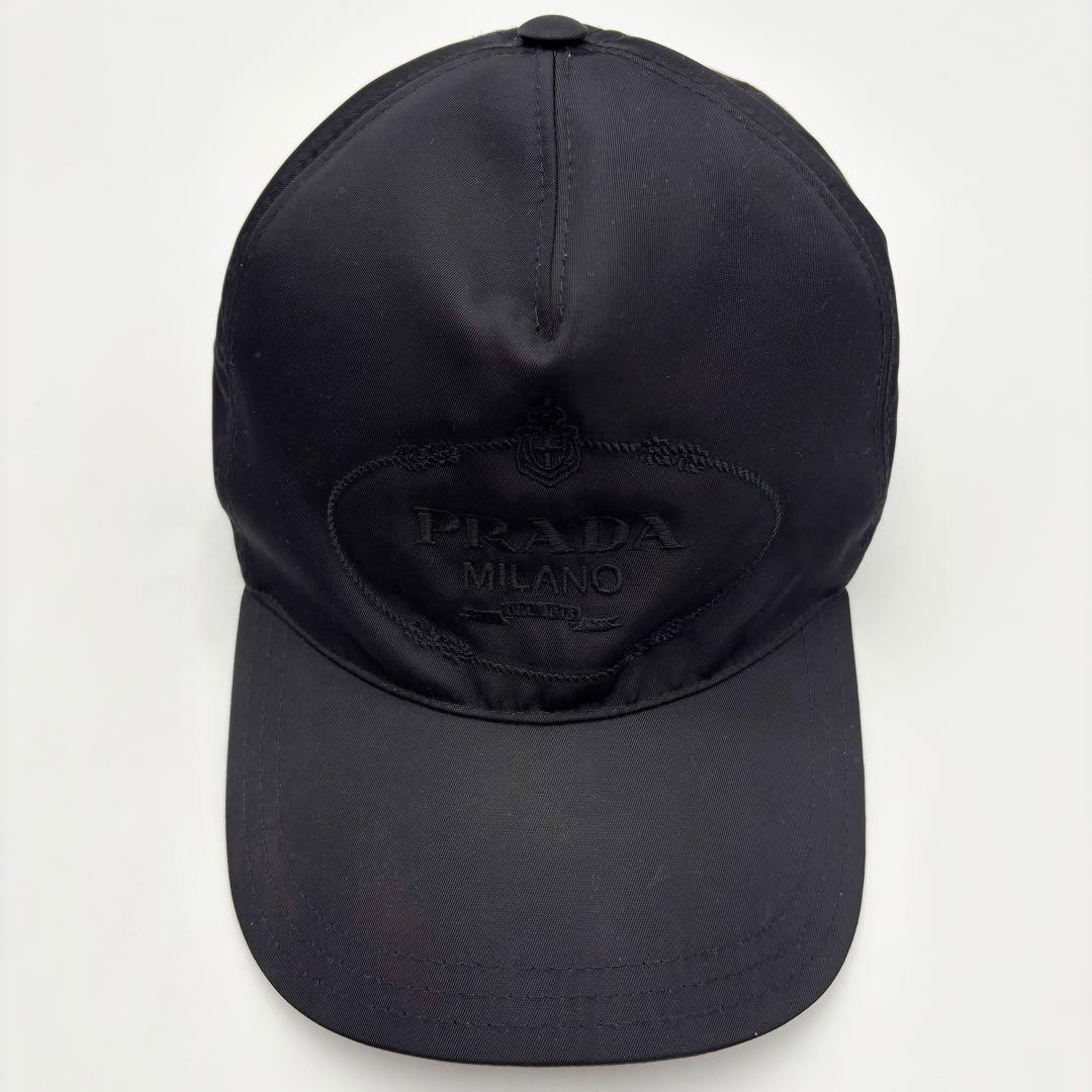 PRADA プラダ キャップ ナイロン ロゴ刺繍 ブラック 黒 M Prada Baseball Cap Logo Embroidery Black Xl | eBay