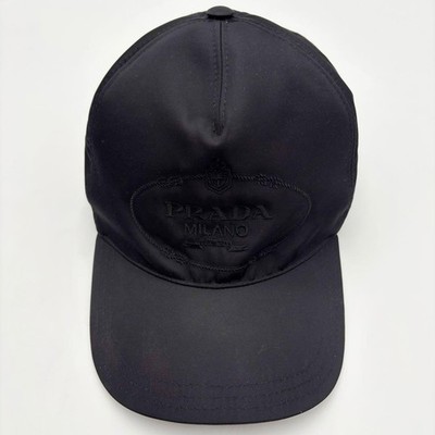 PRADA ベロアキャップ L 黒 Prada Baseball Cap Logo Embroidery Black Xl | eBay