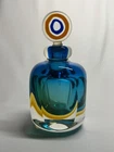 Vintage Murano Sommerso Style Art Glass Perfume Bottle Bullseye Stopper  Italian