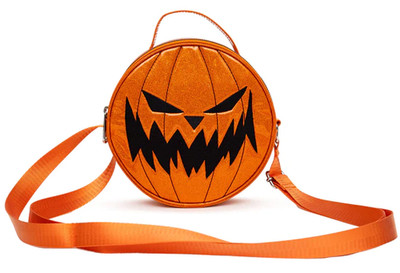 Nightmare Before Christmas Pumpkin King Jack Face Orange Glitter Crossbody Bag