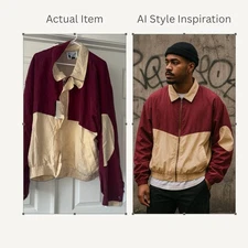 Goouch Vintage Mens Deadstock 100% Silk Bomber Jacket XL Maroon Streetwear 80s