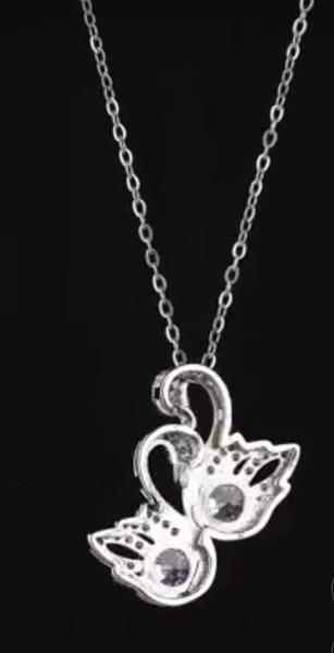 Alternate view of Swans Embracing Pendant Austrian Crystal Gold Plated Necklace Gift Her Bridal