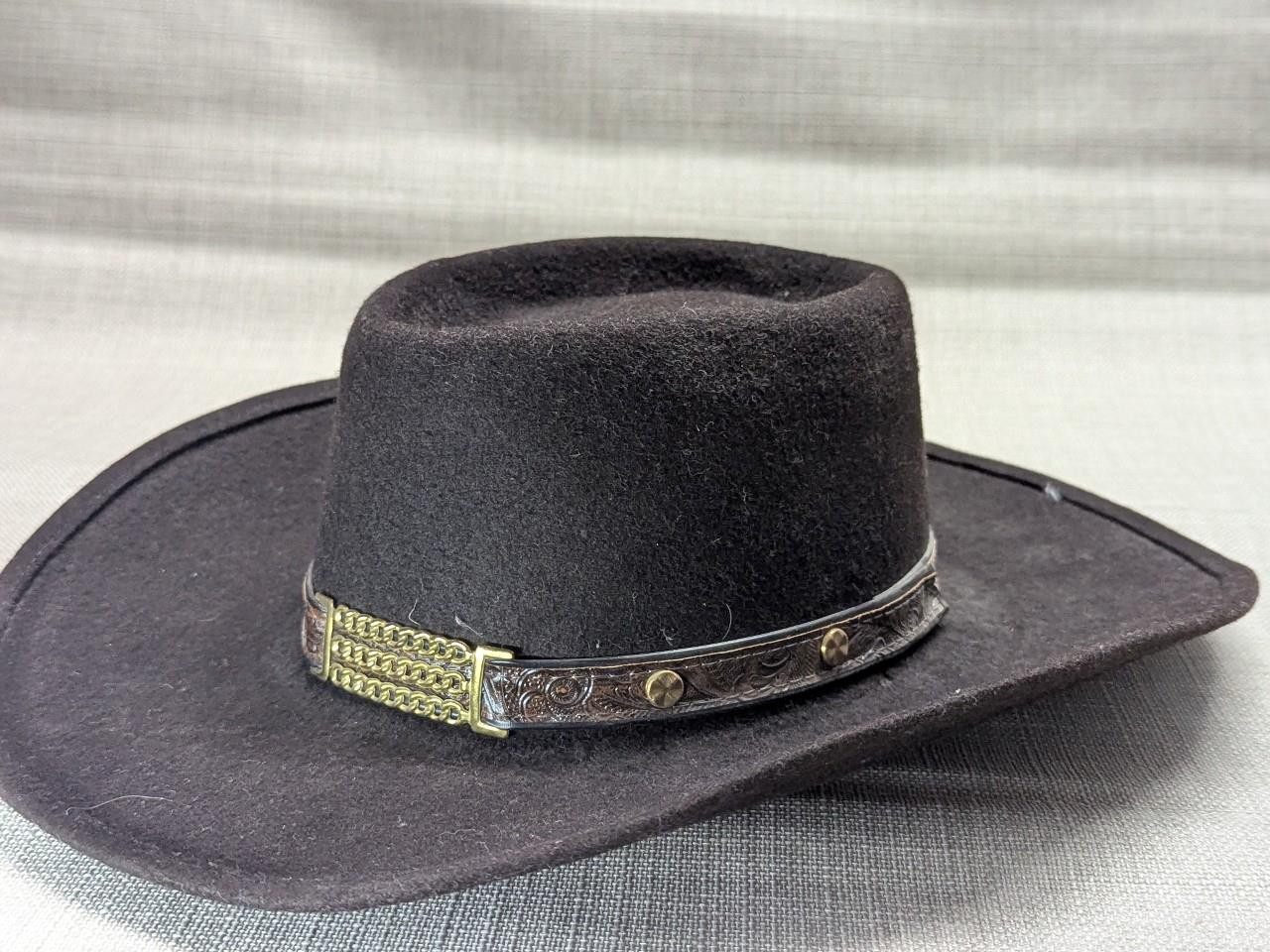 vintage 1950s cowboy hat (52cm) youth kids size 6-1/2 brown wool