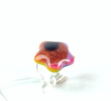 Sobral Kandinsky Flor Colorful Abstract Flower Artist Made Ring Size 7.25