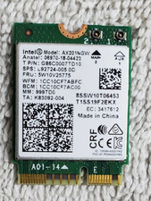 Intel AX201NGW Wi-Fi 6 802.11ax and Bluetooth 5.2 CNVi2-compatible M.2 slot