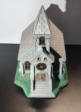 Partylite Exclusive Olde World Village #2 Stained Glass CHURCH Tealight House