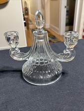 Clear Glass Double Candlestick Taper Candle Holder