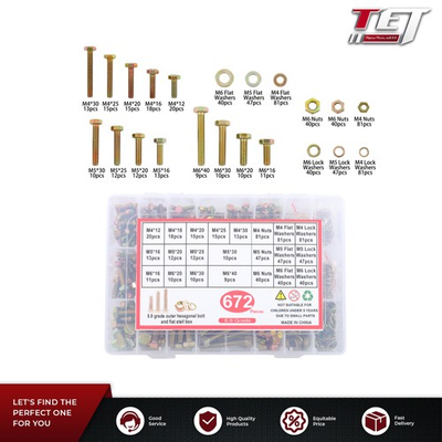 #ad #ad 672Pack M4 M6 Alloy Steel Bolts and Nuts Flat amp; Lock Washers Assortment Kit $20.78
