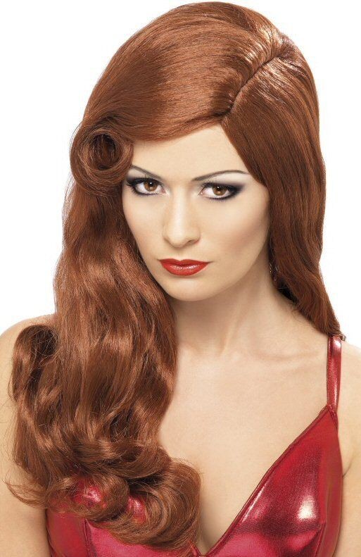 New Long Wavy Red Jessica Rabbit Fancy Dress Costume Film Star Wig