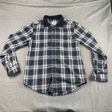 Rhythm Shirt Mens M Blue White Check Button Up Flannel Surf Streetwear Adult