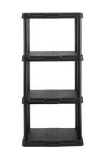 4-Shelf Plastic Storage Shelf, Black, 22" W x 14" D x 47" H