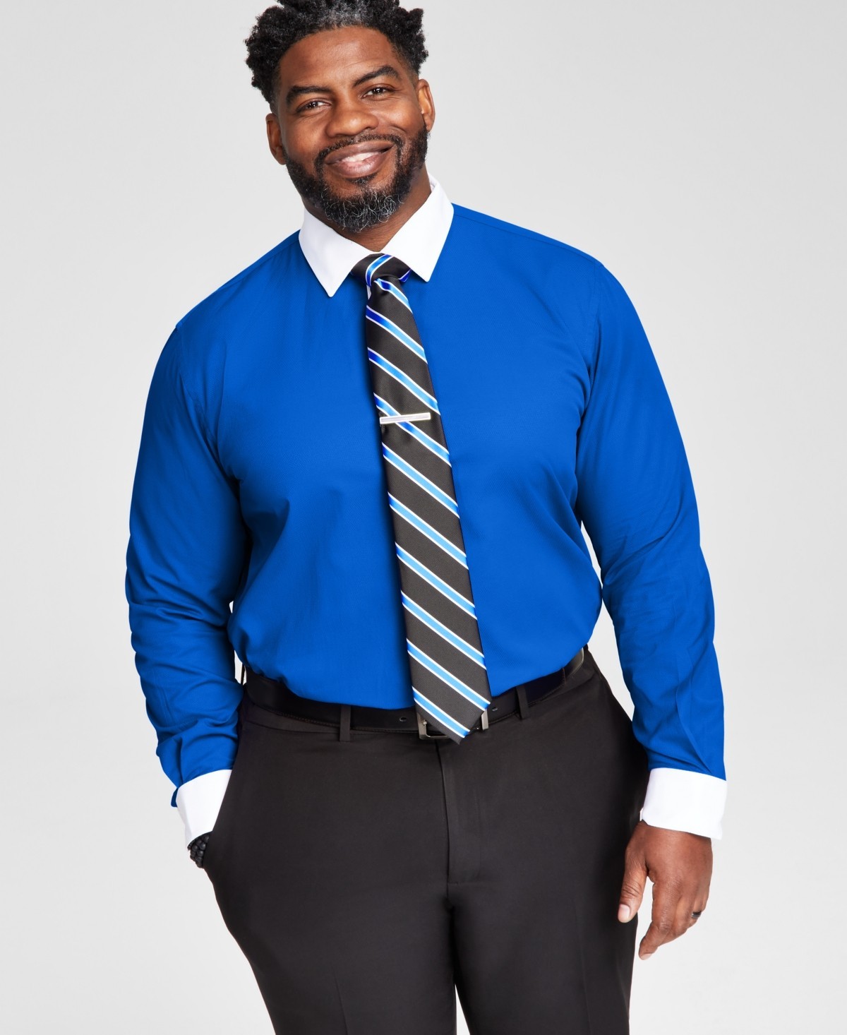 Мужская рубашка Tayion Collection Regular fit среднего размера 15-15,5 32-33 сине-белая