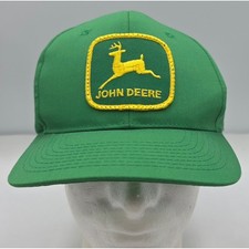 Vintage John Deere Nissin Trucker Hat Green Mesh Yellow Logo Patch Snapback Cap