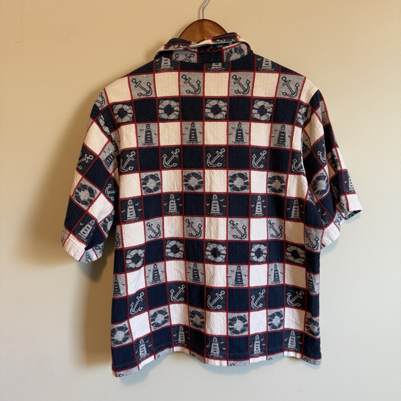 VTG Nautical Pattern Button Down SIZE M COTTON SH… - image 9