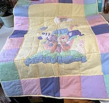 Vintage Ten Bears Baby Bear Animal Ark Crib Quilt Noahs Ark Pastel Nursery 36x47