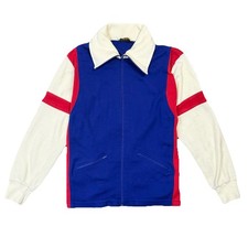 True Vintage 70s JCPenney Red White Blue Colorblock Tennis Track Jacket S Zip