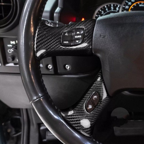 4Pcs Real Carbon Fiber Steering Wheel Button Frame Trim For HUMMER H2 2003-2007 - Picture 4 of 13