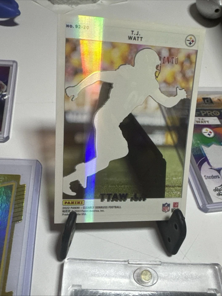 T.J. WATT 2022 CLEARLY DONRUSS '92 DONRUSS ACETATE PARALLEL! /10! STEELERS! - Image 2 of 4