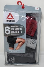 Reebok Performance Featherweight 6-Pack Boxer Briefs Small   New