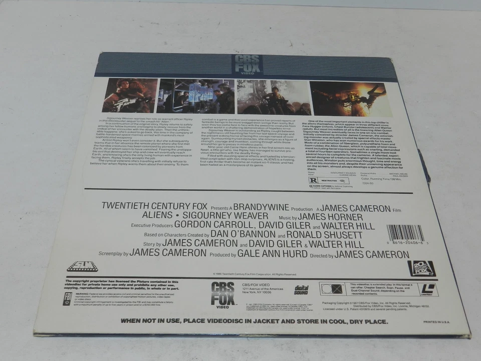 Aliens: Sigourney Weaver 1987 Laserdisc Stereo Extended Play 2 Discs Rare - Image 2 of 2